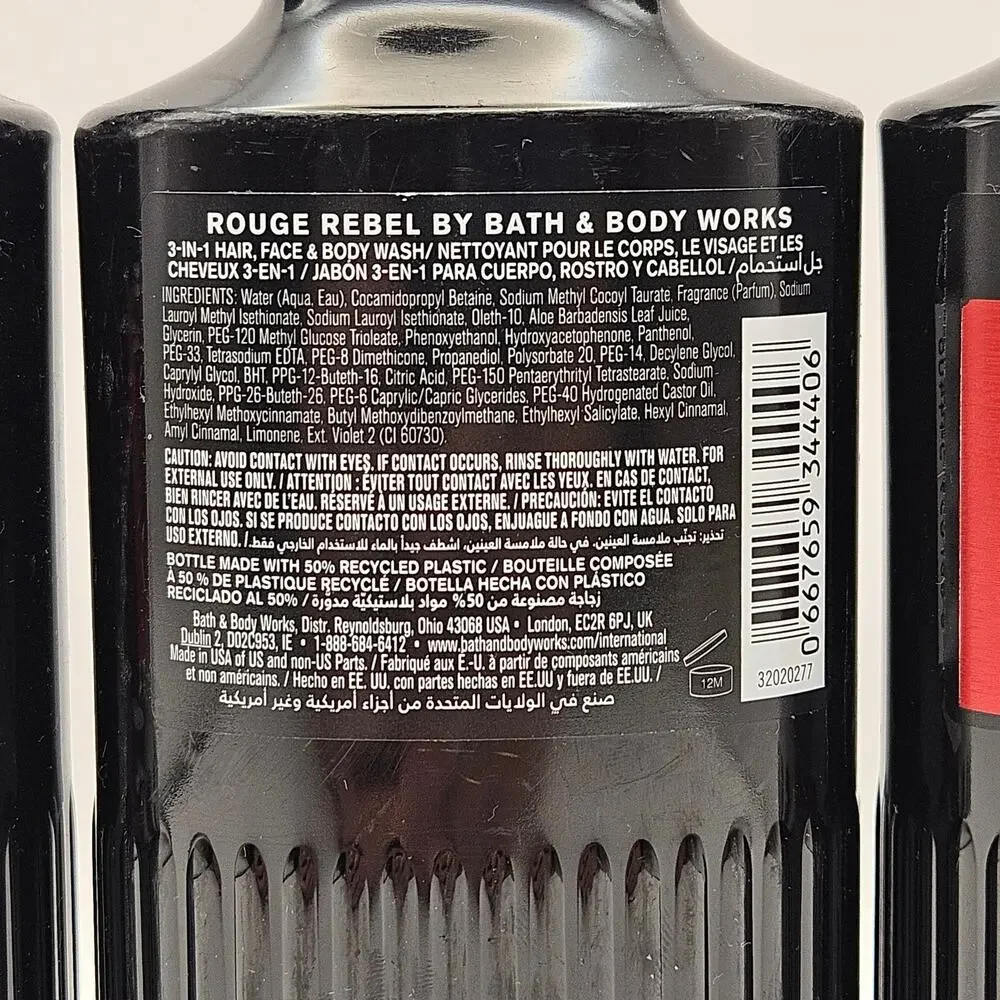 BATH & BODY WORKS ROUGE REBEL 3 IN 1 BODY WASH LOT 3